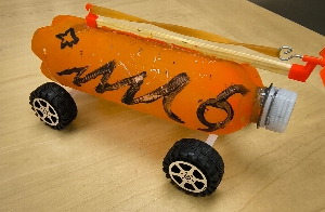 Stevie the Inventor's Rubberband Car Grand Prix